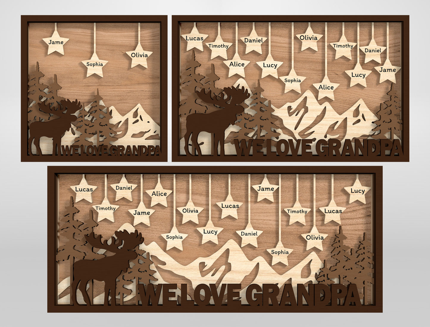 Grandpa Family Tree Sign SVG Bundle Laser Cut File for xTool and Glowforge