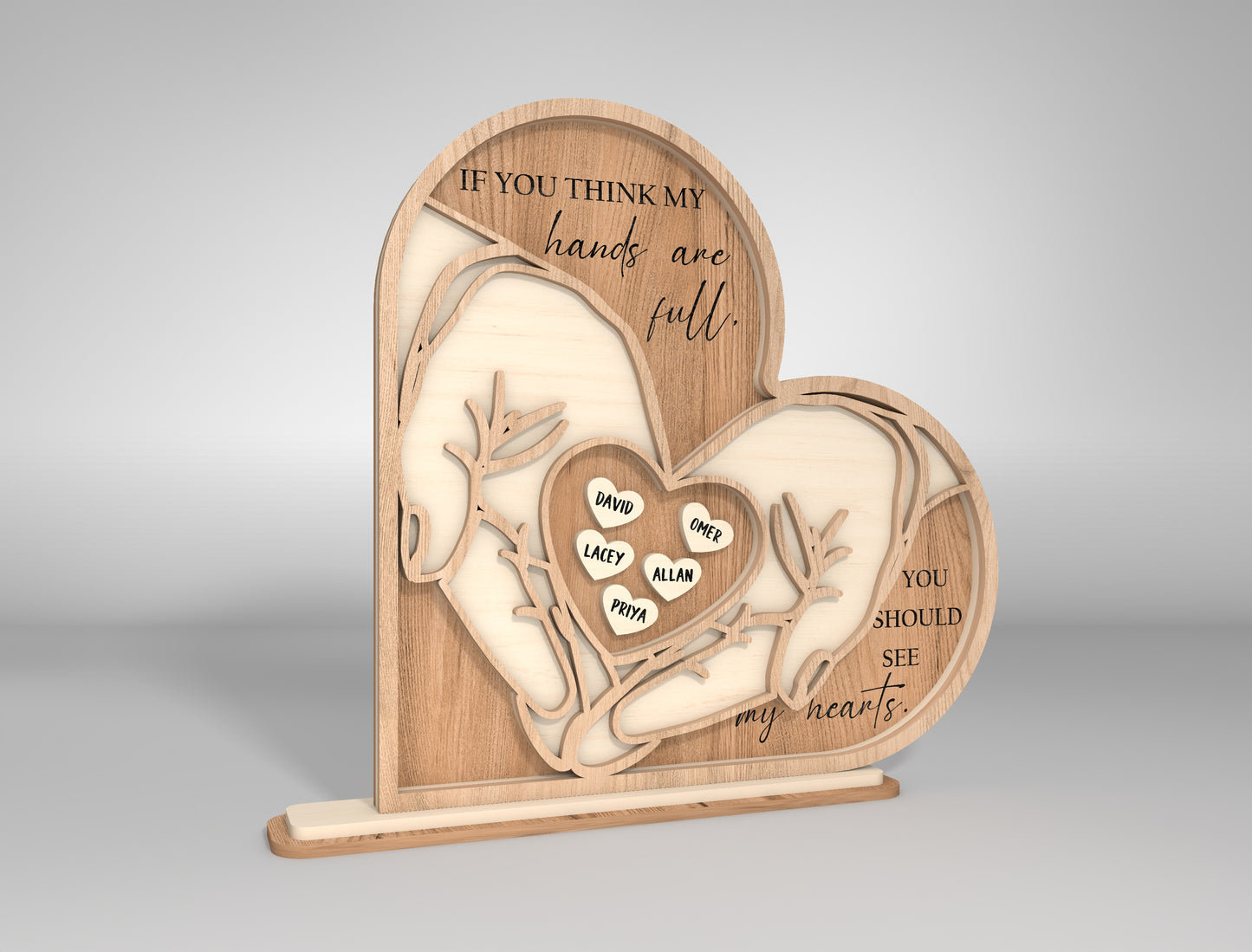 Heart Hands Family Layered SVG Bundle Mom Scene for LightBurn