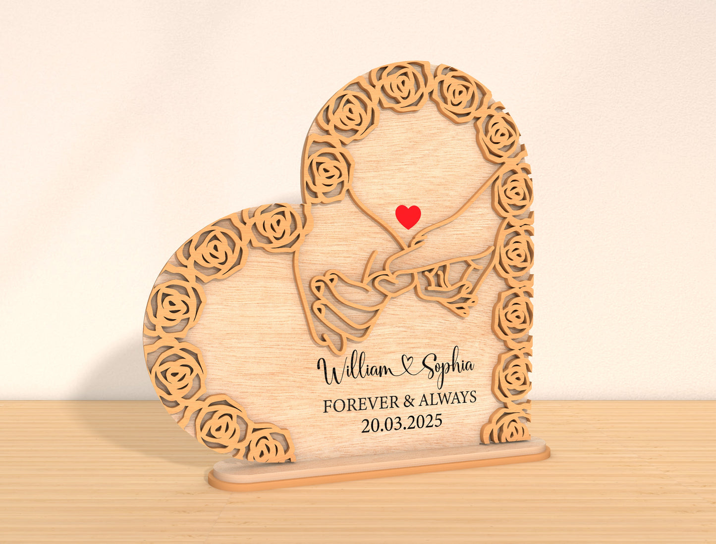 Mom Rose Heart Sign SVG Mother's Day Floral Plaque for Glowforge