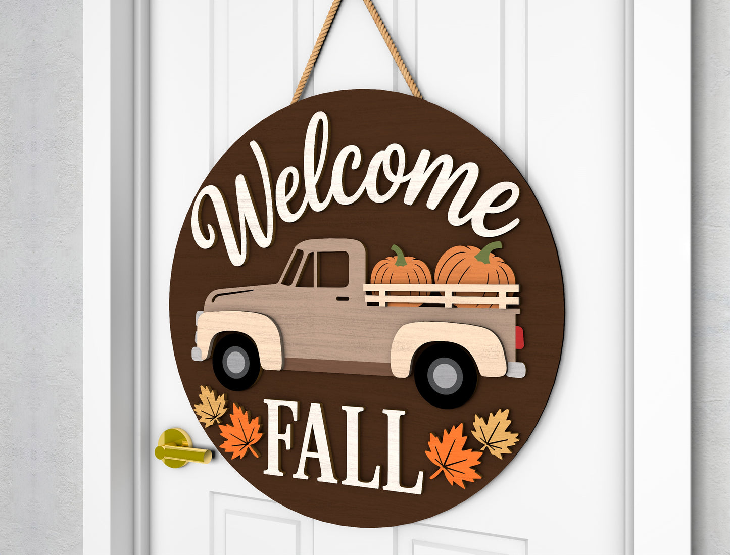 Happy Fall Y'all Scarecrow and Welcome Fall Truck Door Hanger SVG Set for Glowforge xTool LightBurn 2 Designs
