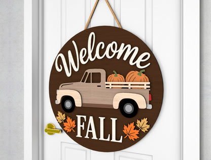 Happy Fall Y'all Scarecrow and Welcome Fall Truck Door Hanger SVG Set for Glowforge xTool LightBurn 2 Designs