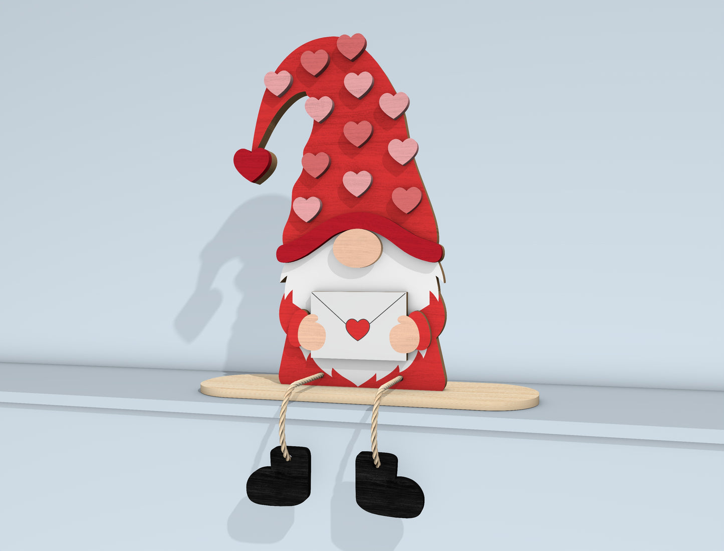 Valentine Gnome Shelf Sitter Laser Cut File | Love Gnome Bundle | Cute Wooden Decor | Glowforge, xTool, LightBurn, etc.