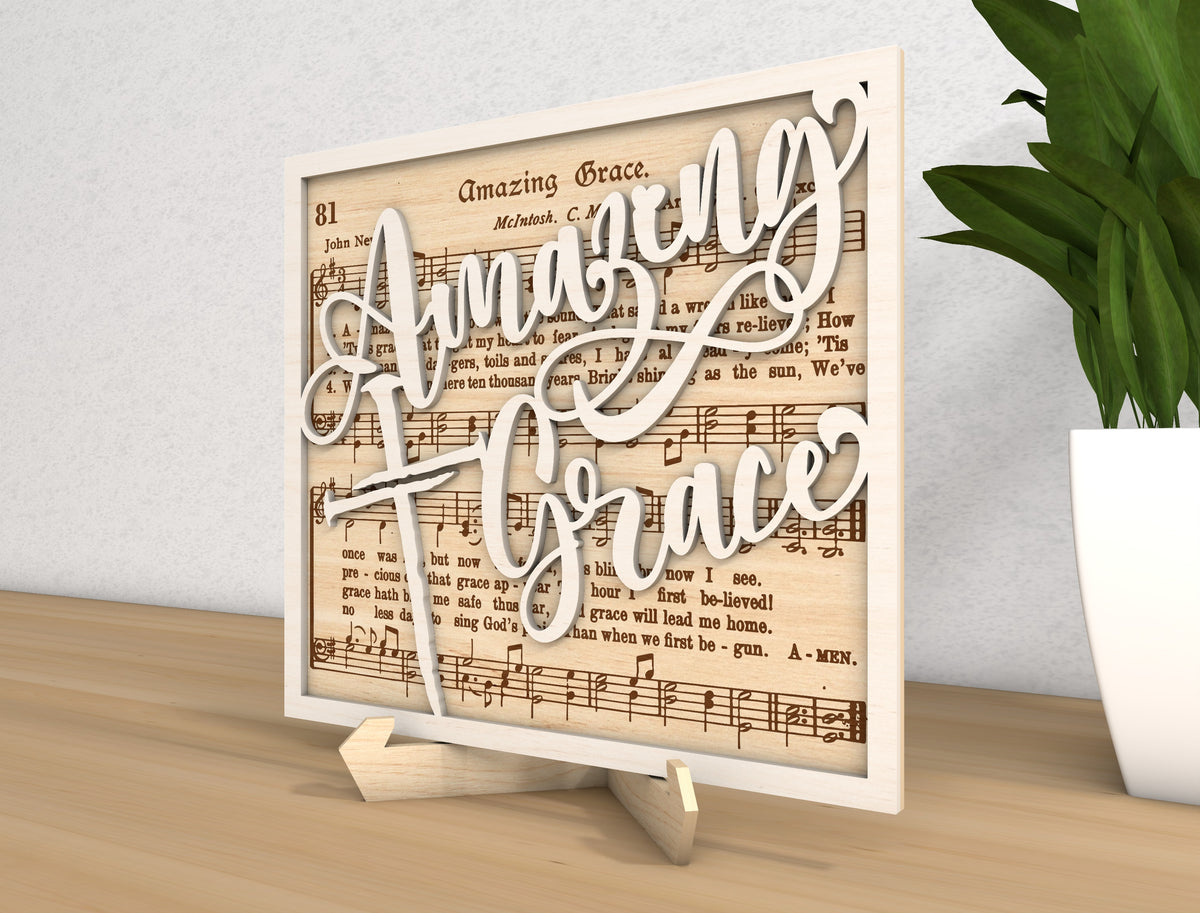 Amazing Grace Hymn Cross Wood Sign SVG 6