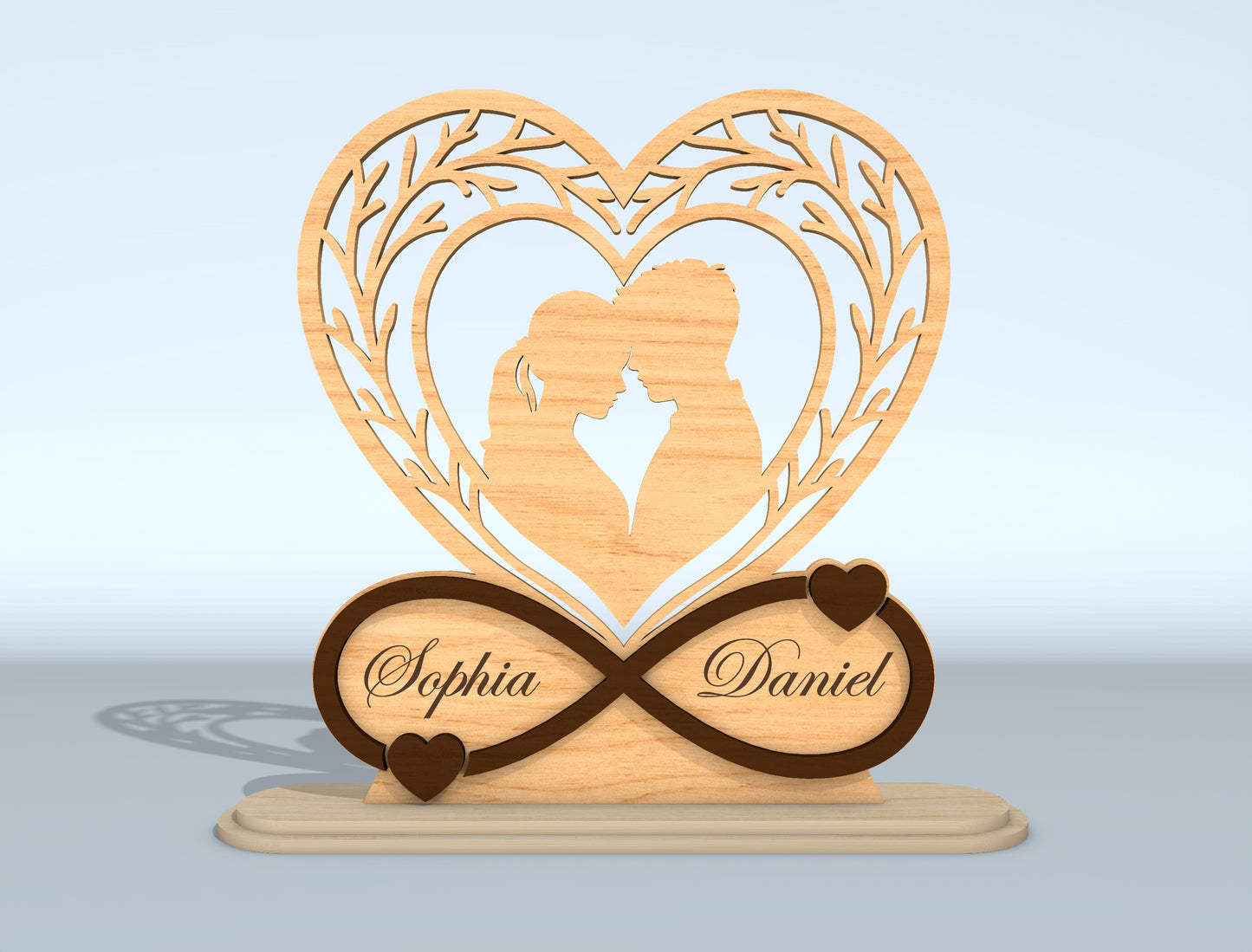 Personalized Romantic Couple Wooden Silhouette Laser Cut File Bundle | Love Tabletop Decor | Anniversary Gift Set | Glowforge, xTool, LightBurn, etc.