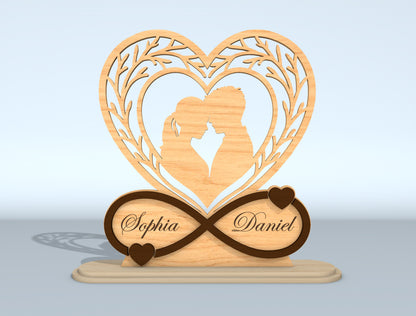 Personalized Romantic Couple Wooden Silhouette Laser Cut File Bundle | Love Tabletop Decor | Anniversary Gift Set | Glowforge, xTool, LightBurn, etc.