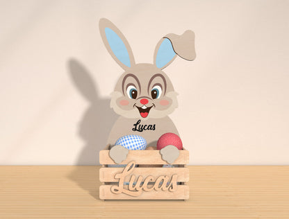 Personalized Easter Bunny Basket Holder SVG Bundle for LightBurn and xTool