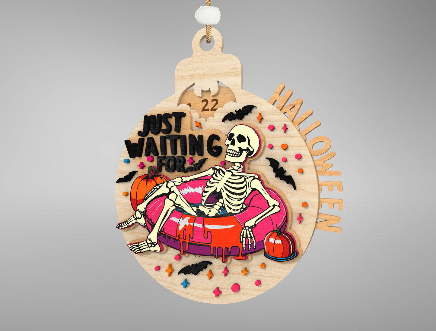 Halloween Skeleton Countdown Ornament SVG Engraved Cutout Bundle for xTool LightBurn