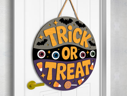 2 Trick or Treat Halloween Door Sign SVG Laser Cut Bundle for LightBurn