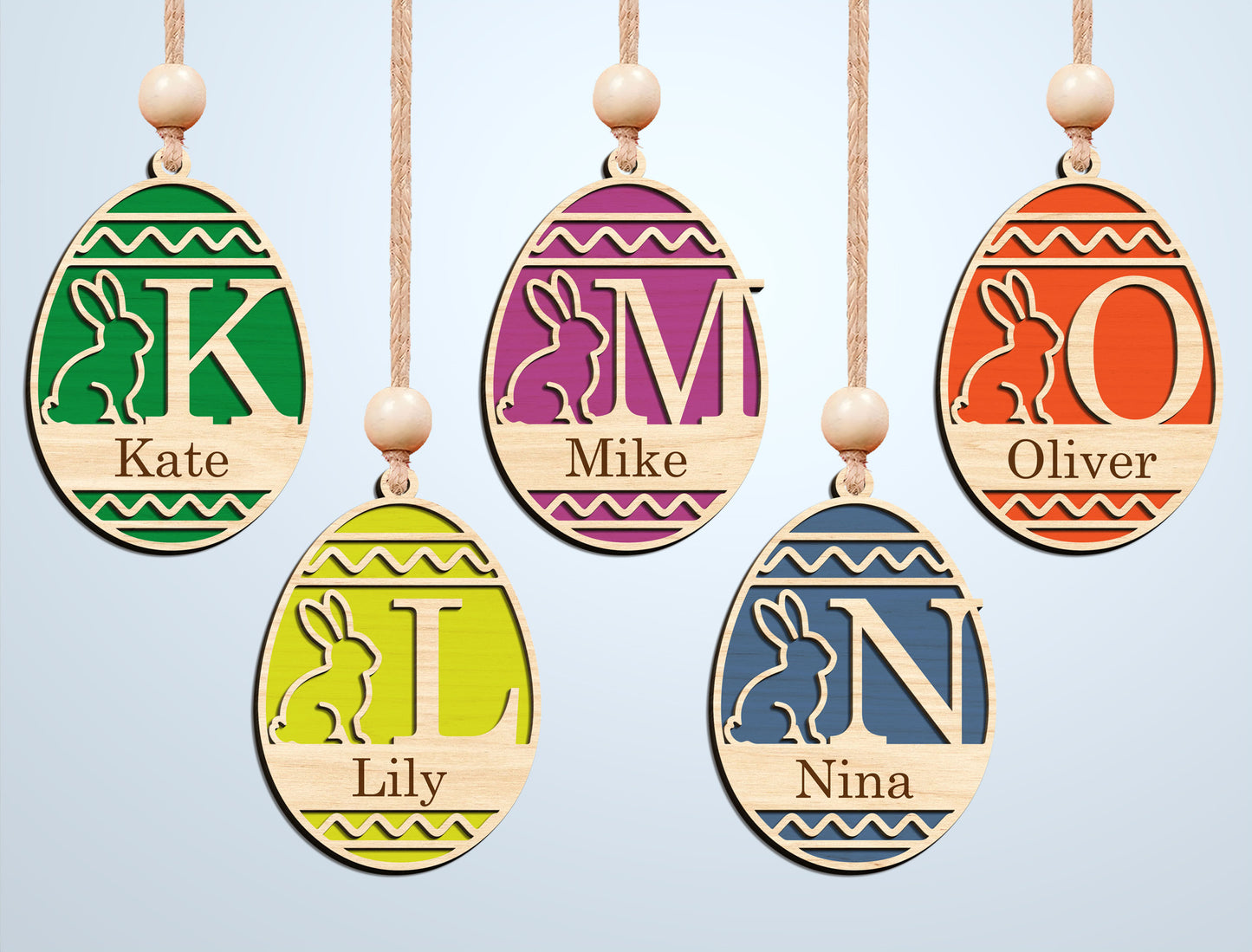 Easter Alphabet Ornament SVG Bunny Initial Monogram for Glowforge