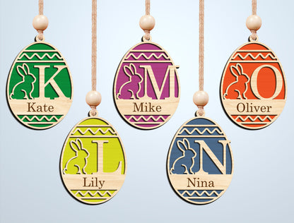 Easter Alphabet Ornament SVG Bunny Initial Monogram for Glowforge