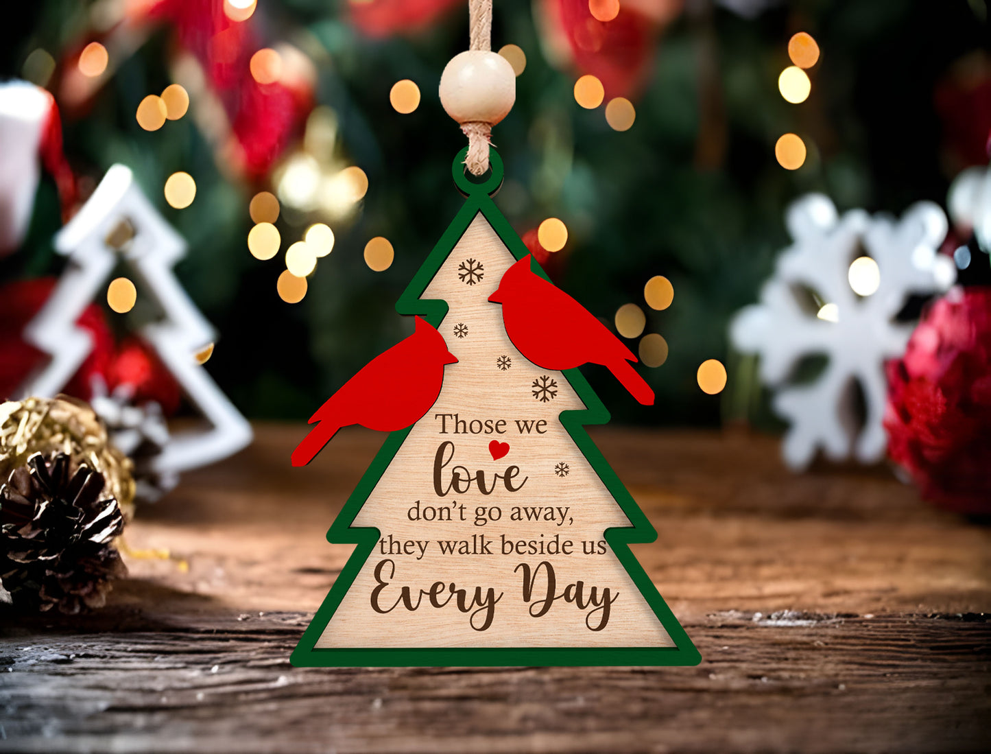 Cardinal Memorial Tree Ornament SVG for Glowforge and LightBurn