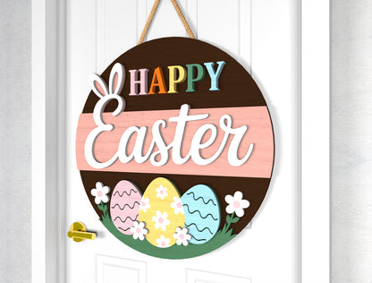 Hello Easter Door Sign SVG Pastel Spring Minimal Floral for LightBurn and xTool