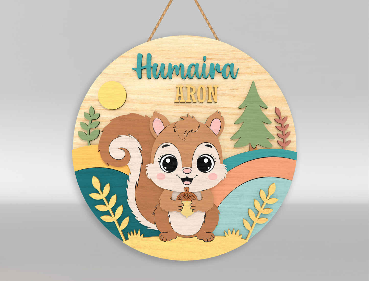 Woodland Fox Nursery Name Sign SVG for Glowforge and LightBurn