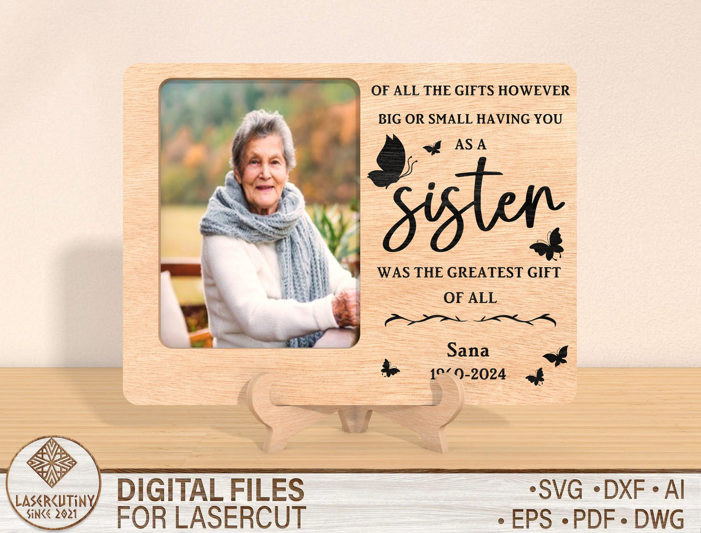 Family Memorial Photo Frame SVG Laser Cut File for Glowforge