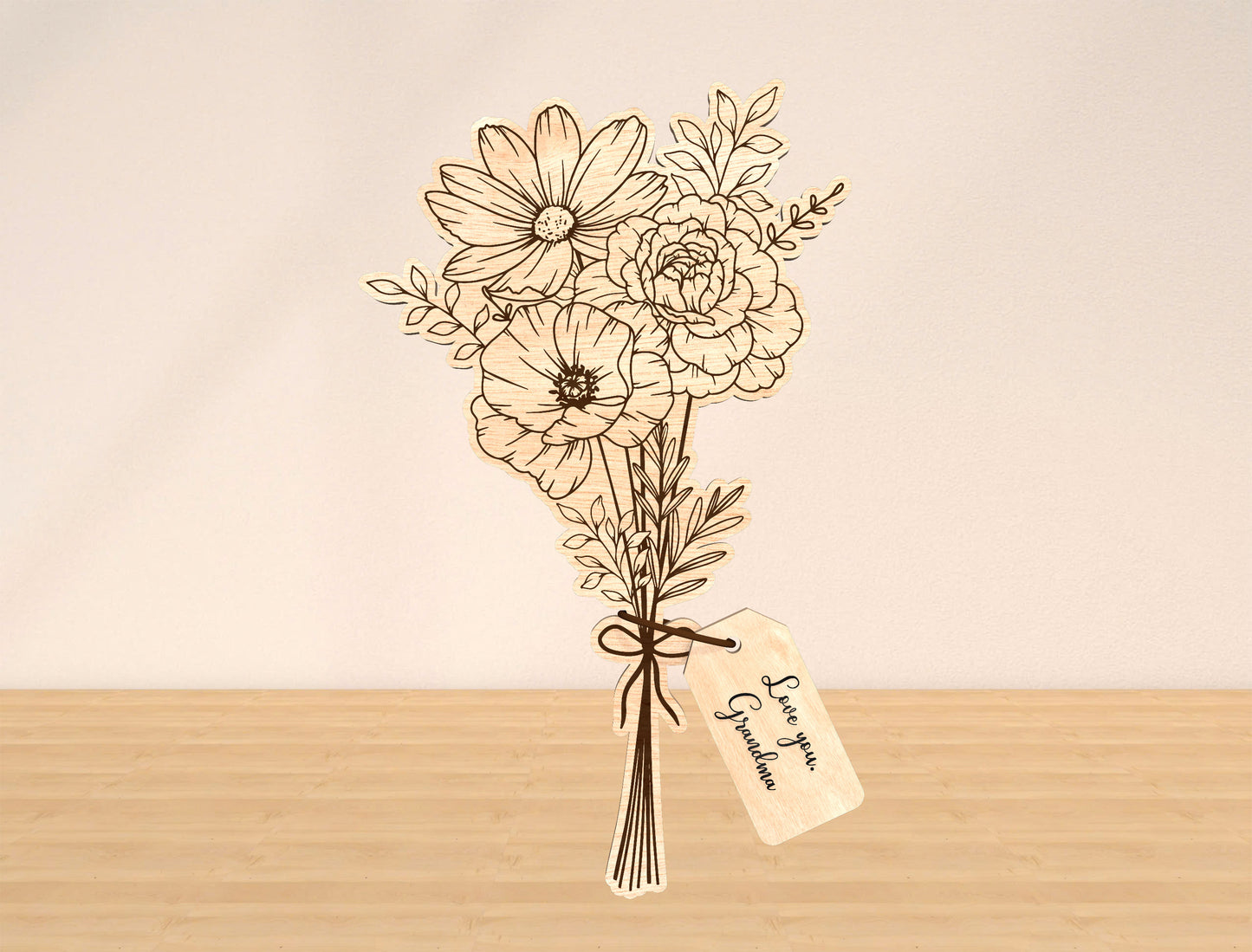 Flower Bouquet Sign SVG Bundle 10 Flowers 21 Tags for Glowforge and xTool