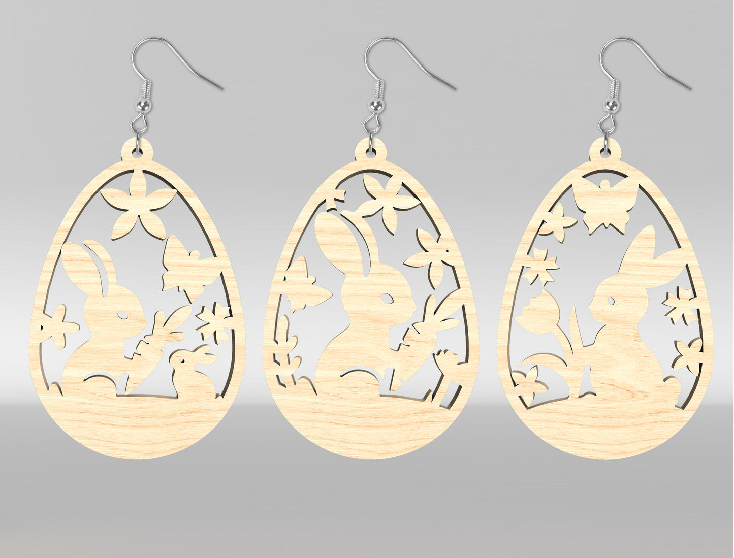 Easter Bunny Earring SVG Bundle Wooden Jewelry 15 Designs for LightBurn