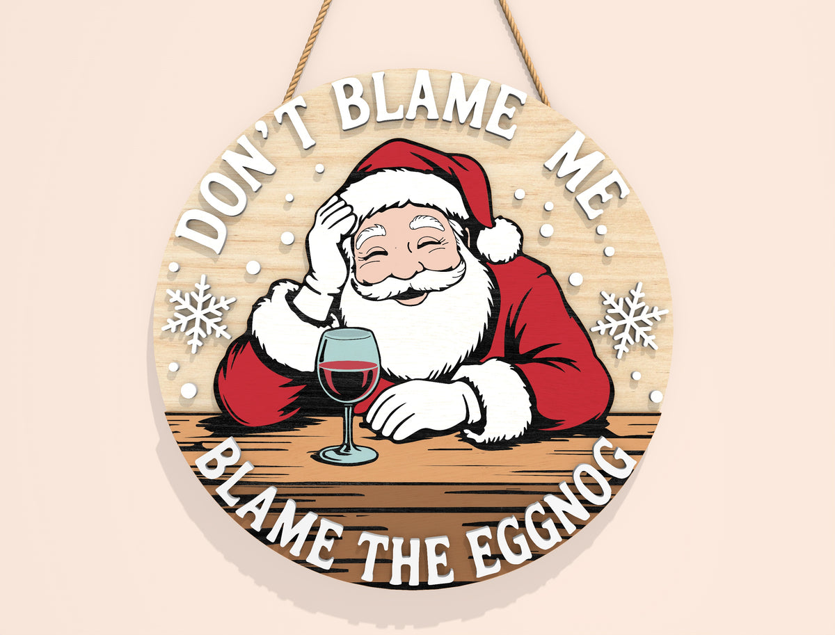 Funny Tipsy Santa Round Door Sign SVG Bundle 5