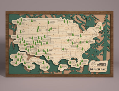USA National Parks Map SVG Laser Cut File for xTool and Glowforge