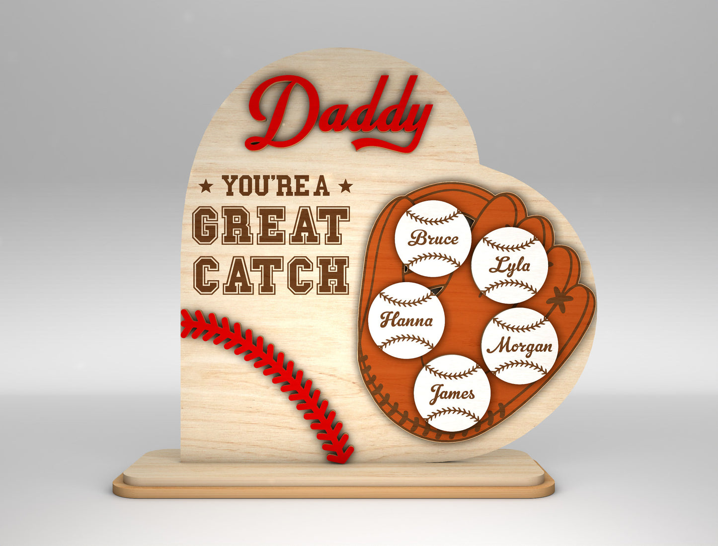 Personalized Baseball Dad Great Catch SVG for Glowforge and xTool