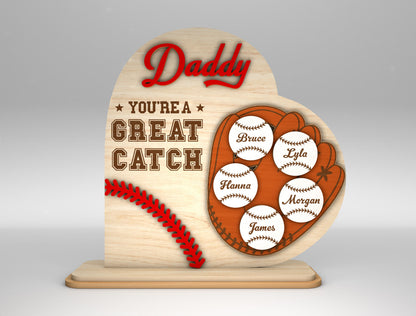 Personalized Baseball Dad Great Catch SVG for Glowforge and xTool