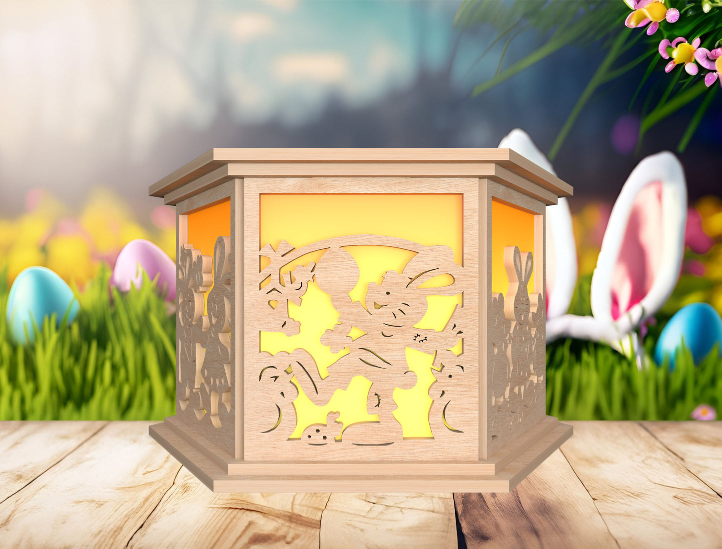 Easter Shadow Box Lantern SVG Bunny Egg Light for xTool and LightBurn