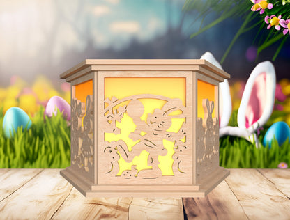 Easter Shadow Box Lantern SVG Bunny Egg Light for xTool and LightBurn