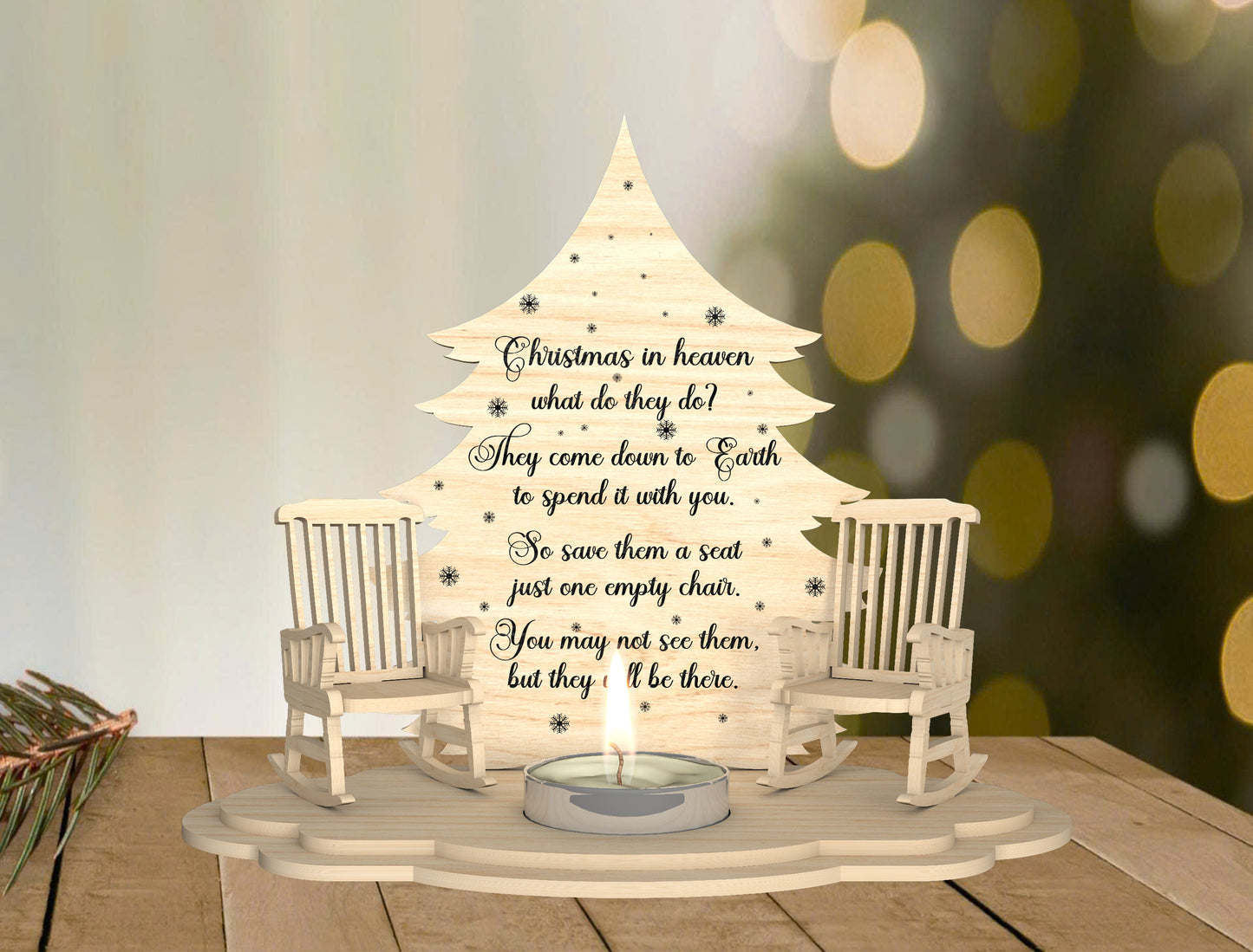 Christmas Memorial Empty Chair Candle Holder Laser Cut File | Ready to Cut | Glowforge, xTool, LightBurn, etc.