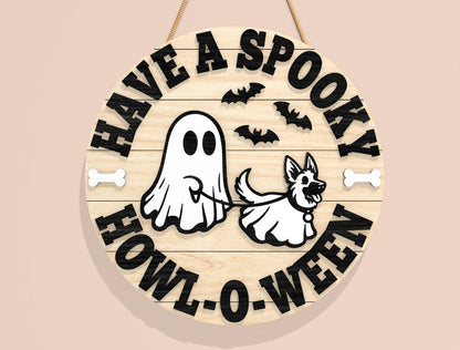 Spooky Ghost Dog Door Sign SVG Bundle for Glowforge xTool LightBurn