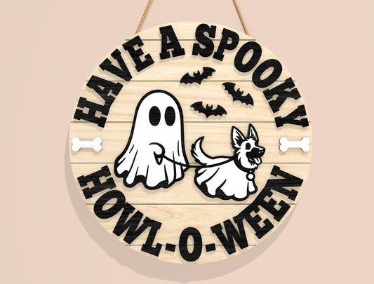 Spooky Ghost Dog Door Sign SVG Bundle for Glowforge xTool LightBurn