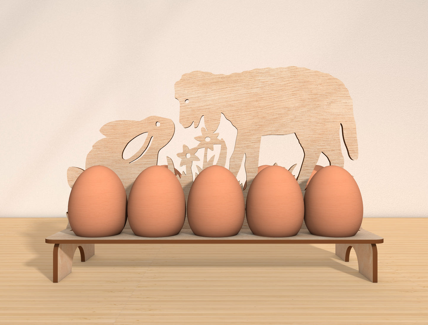 Easter Egg Holder Shelf Laser Cut File | Spring Tabletop Decor | Ready to Cut | Glowforge, xTool, LightBurn, etc.
