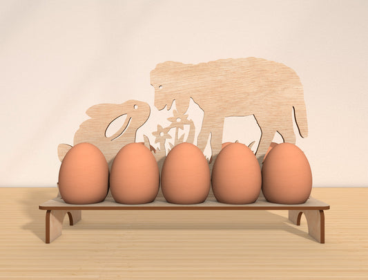 Easter Egg Holder Shelf Laser Cut File | Spring Tabletop Decor | Ready to Cut | Glowforge, xTool, LightBurn, etc.