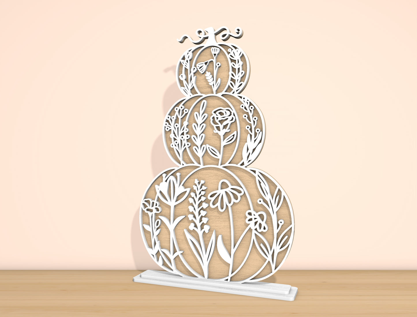 Floral Stacked Pumpkins SVG Set for Glowforge xTool LightBurn 2 Designs