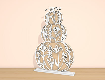 Floral Stacked Pumpkins SVG Set for Glowforge xTool LightBurn 2 Designs