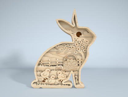 Cute Easter Nature Scene SVG Bundle Easter Bunny for Glowforge and xTool
