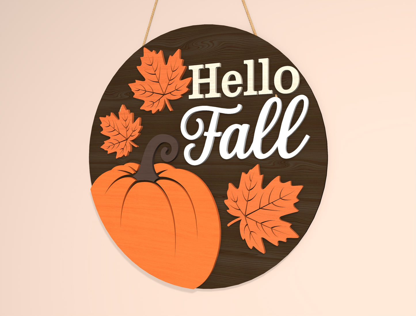 Hello Fall Pumpkin Door Hanger SVG Bundle for Glowforge xTool LightBurn | 2 Designs