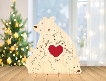 Personalized Family Bear Puzzle SVG for Glowforge and xTool
