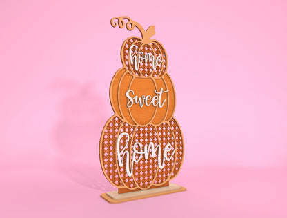 Home Sweet Home and Bless This Home Stacked Pumpkin SVG Set for Glowforge xTool LightBurn 2 Designs