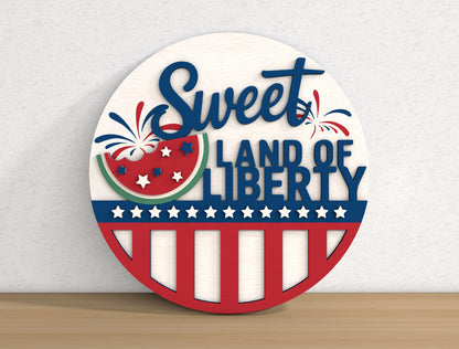 Patriotic Round Sign SVG Bundle Laser Cut File for Glowforge