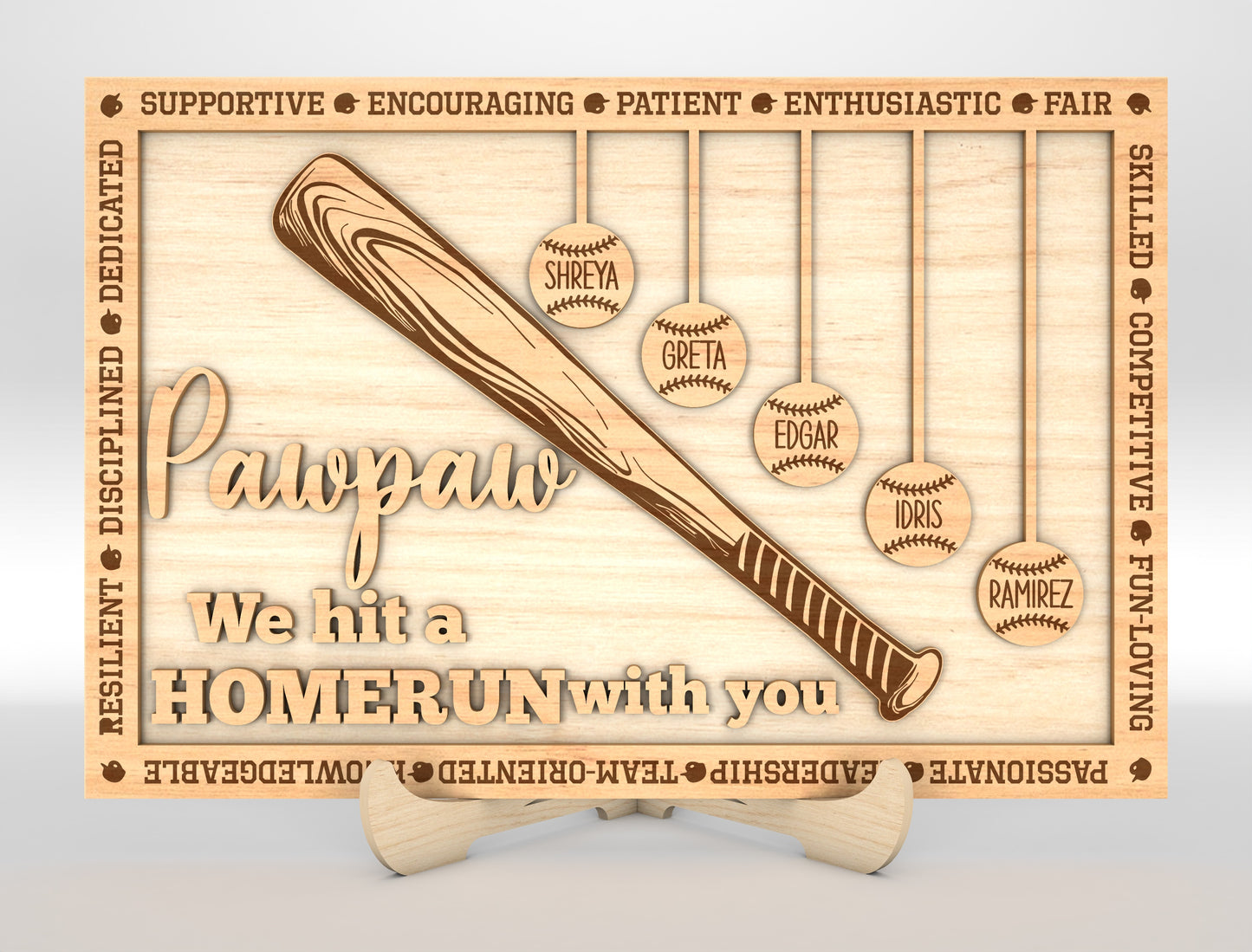 "Daddy We Hit A Home Run With You" Baseball Trophy Sign SVG for Glowforge and xTool