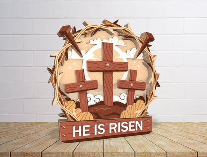 He Is Risen Cross Scene SVG Bundle 3 Designs for Glowforge and xTool