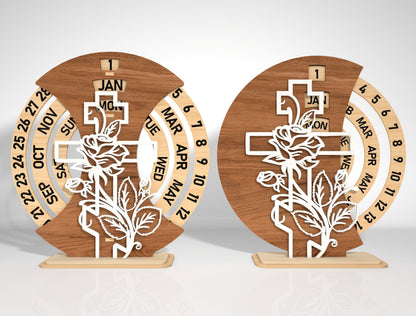 Perpetual Calendar Cross Flower SVG Bundle for LightBurn and Glowforge