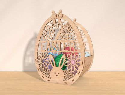 Easter Egg Basket Holder SVG Bundle 9 Bunny Designs for Glowforge and xTool