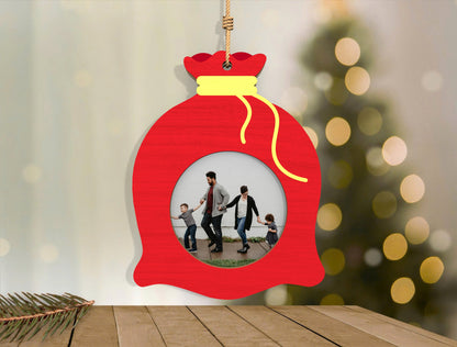 Christmas Photo Frame Ornaments Laser Cut File | Holiday Digital Download | Ready to Cut | Glowforge, xTool, LightBurn, etc.
