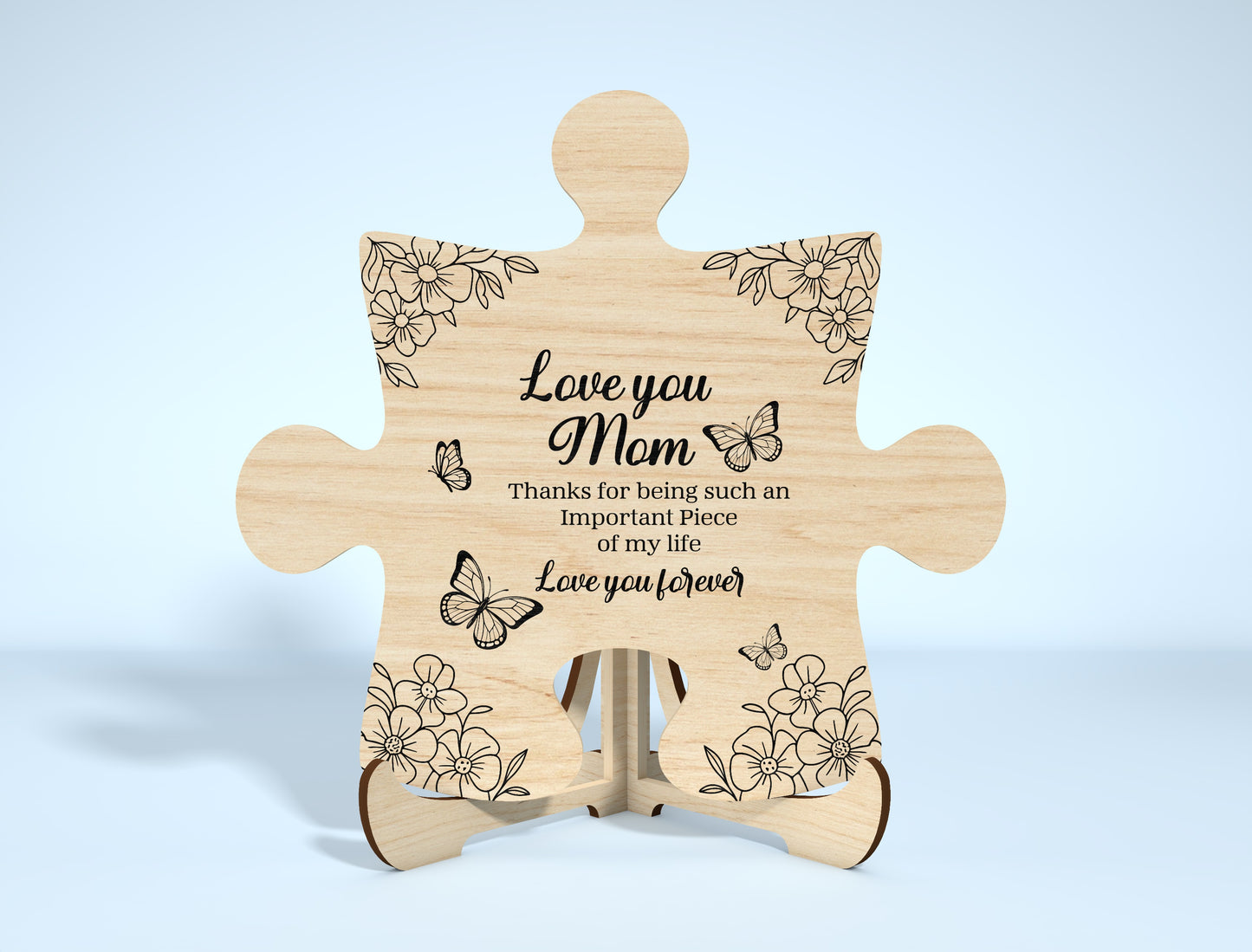 Mom Puzzle Piece Sign SVG Bundle 8 Designs for Glowforge and xTool