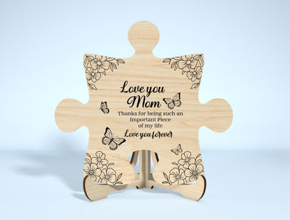 Mom Puzzle Piece Sign SVG Bundle 8 Designs for Glowforge and xTool
