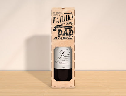 Father’s Day Wine Box Laser Cut File Bundle | Best Dad Wine Gift Box | Vintage Wooden Decor | Glowforge, xTool, LightBurn, etc.