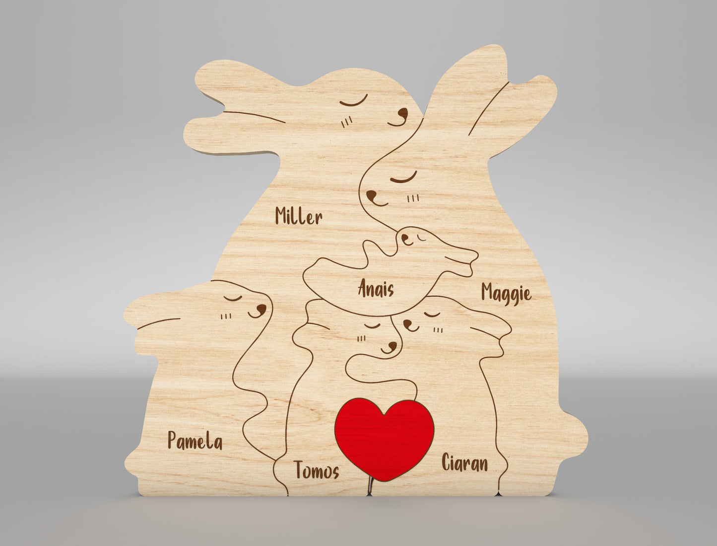 Bunny Family Puzzle Sign SVG for Glowforge and xTool