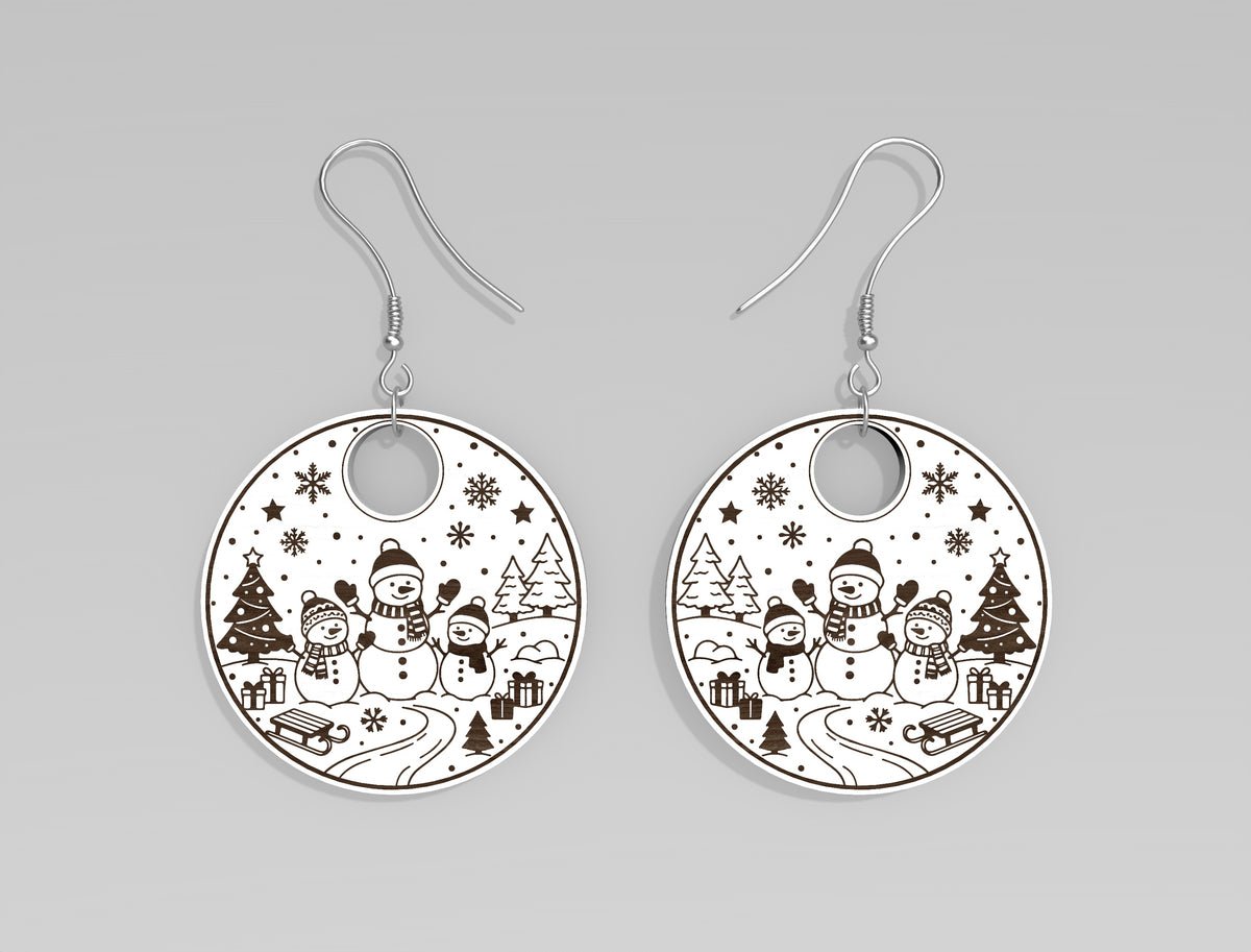 Christmas Winter Scene Wood Earring SVG Bundle 6