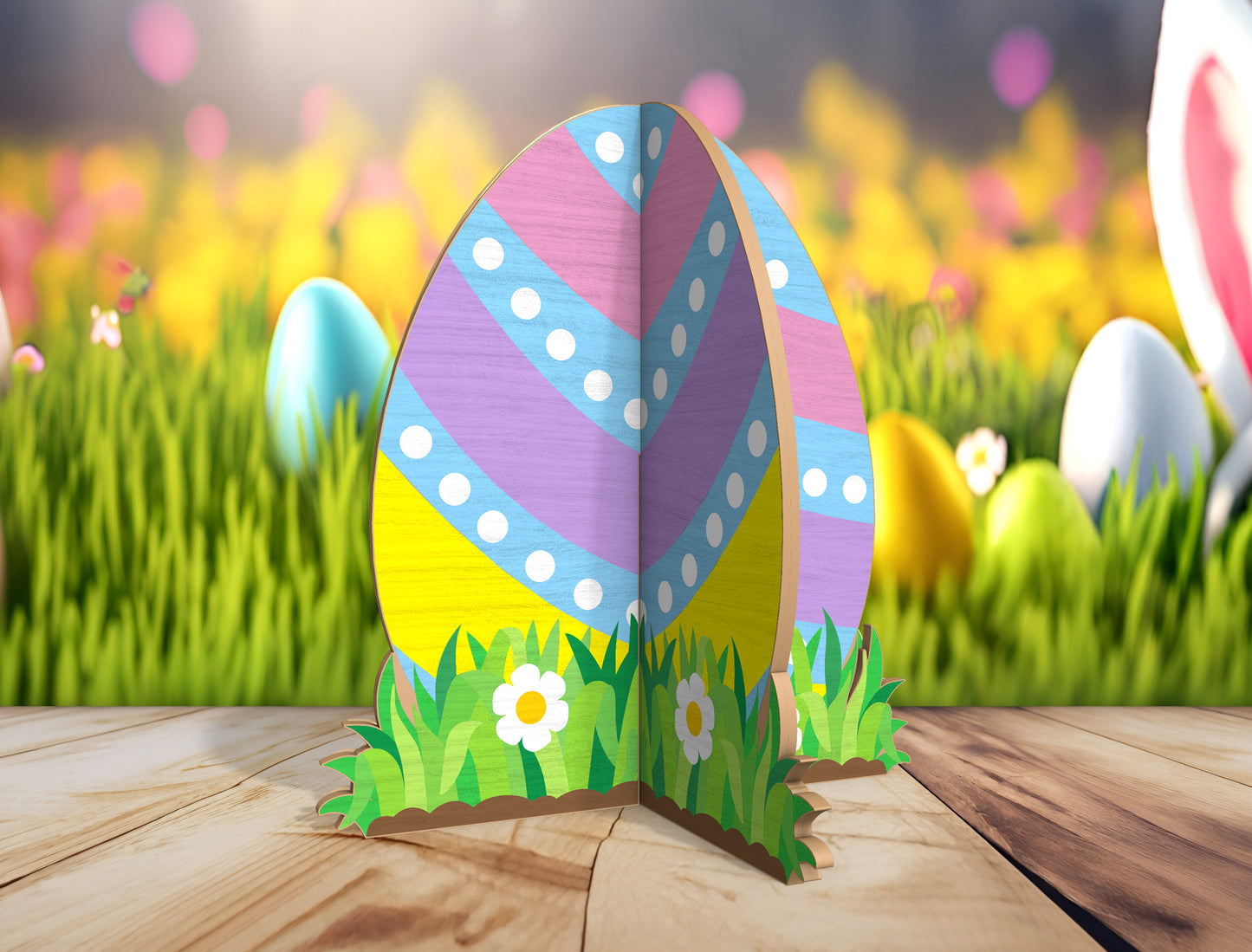 Easter Egg Stand SVG Freestanding Egg Ornament Spring for LightBurn