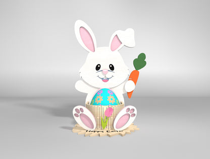 Cute Bunny Egg Holder Stand SVG Easter 4 Designs for Glowforge and xTool